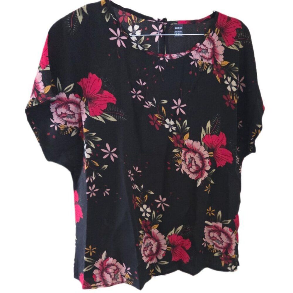 New Shein Floral Short Sleeve Lightweight Blouse